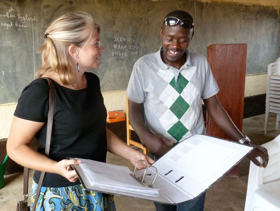Rebecca with Baptiste Hakizimana, librarian at the Rwanda Children's Peace Library